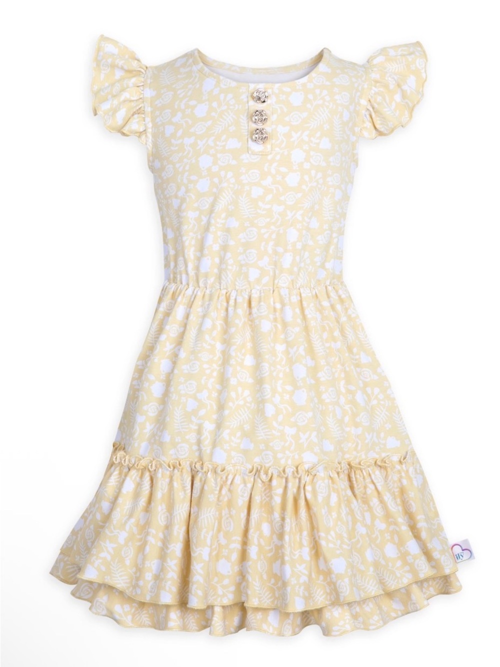 Disney Yellow Floral Print Ruffle Dress for Girls